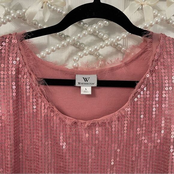 Worthington Blush Pink Sequin Tank Top - Picture 3 of 7